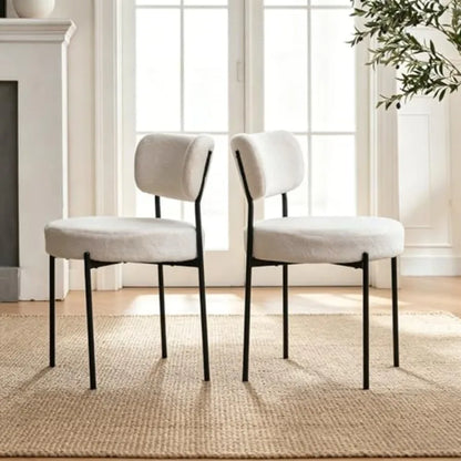 Boucle Mid-Century Dining Chairs, Set of 4
