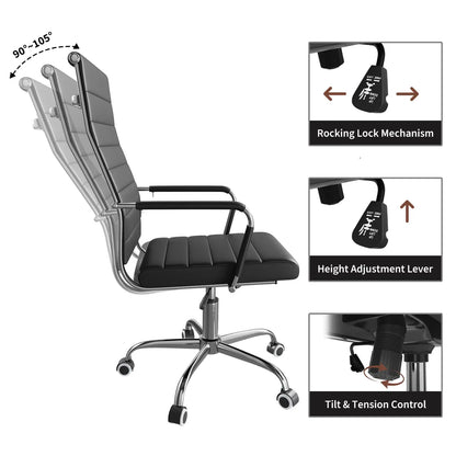 Executive PU Leather Office Chair, Mid Back