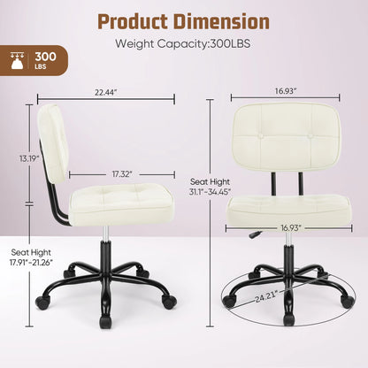 JHK Armless PU Leather Office Chair