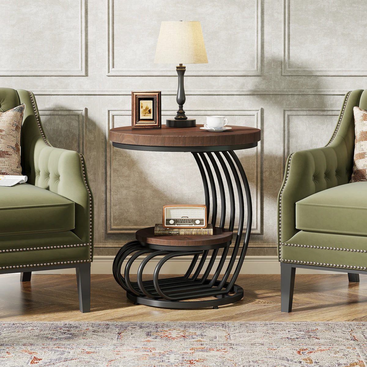 Tribesigns Round End Table, Faux Marble