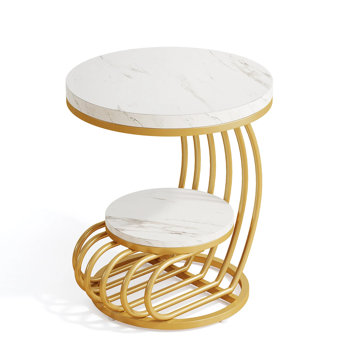 Tribesigns Round End Table, Faux Marble