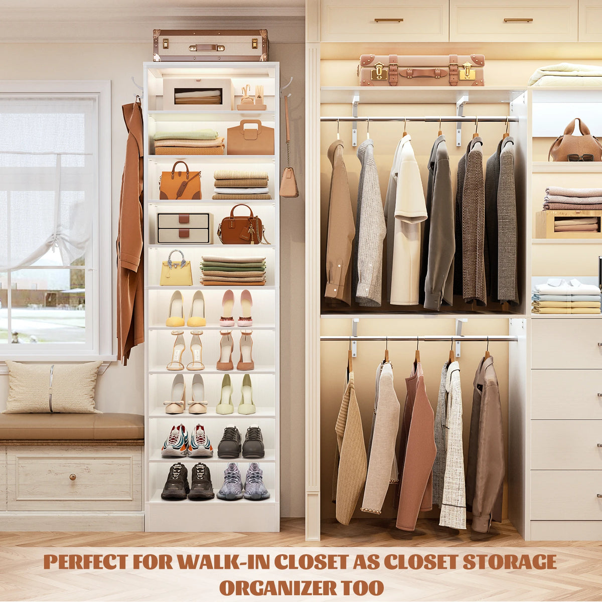 10-Tier Narrow Wood Shoe Rack