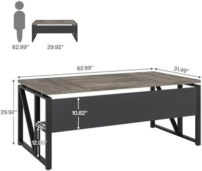 63" Computer Desk with Storage Shelf