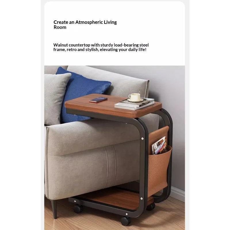 Mobile Coffee Side Table, Height Adjustable