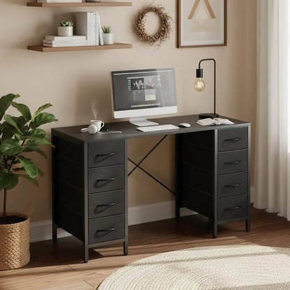 JHK 47" Computer Desk with 8 Drawers