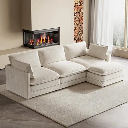 104in Corduroy L-Shaped Sectional Sofa
