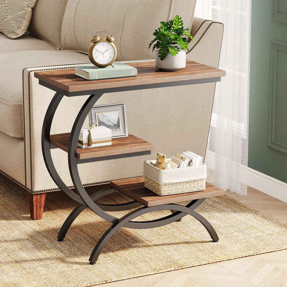 Tribesigns C-Shaped Industrial End Table