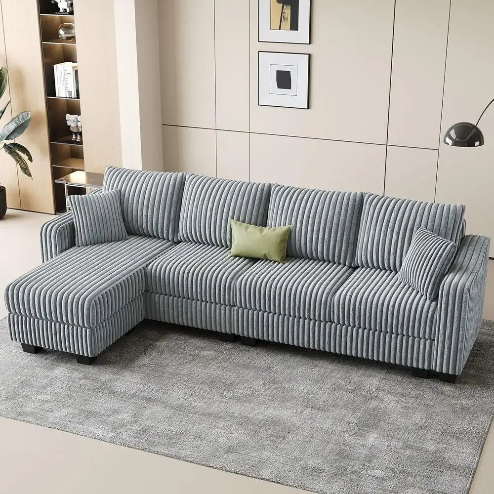 Light Grey L-Shaped Sofa with Chaise