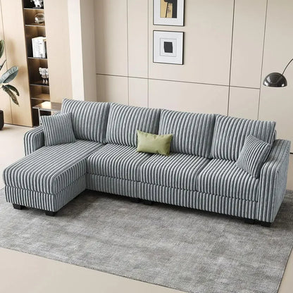 Light Grey L-Shaped Sofa with Chaise