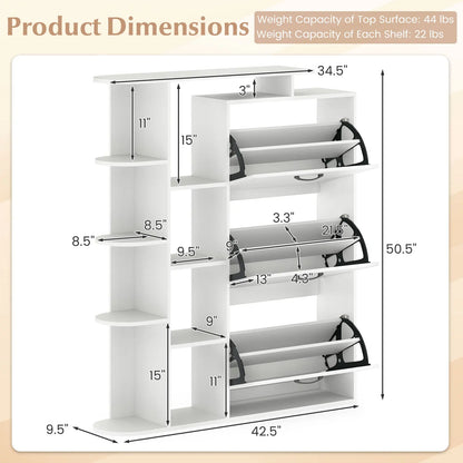 Shoe Cabinet with Open Shelves
