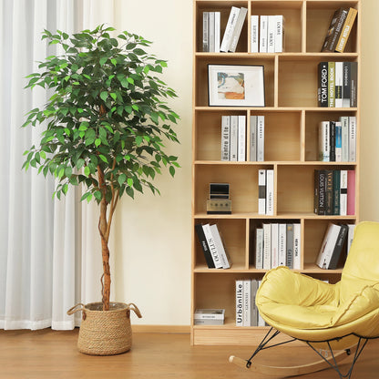 Artificial Ficus Tree | Fake Potted Plant with Natural Wood Trunk