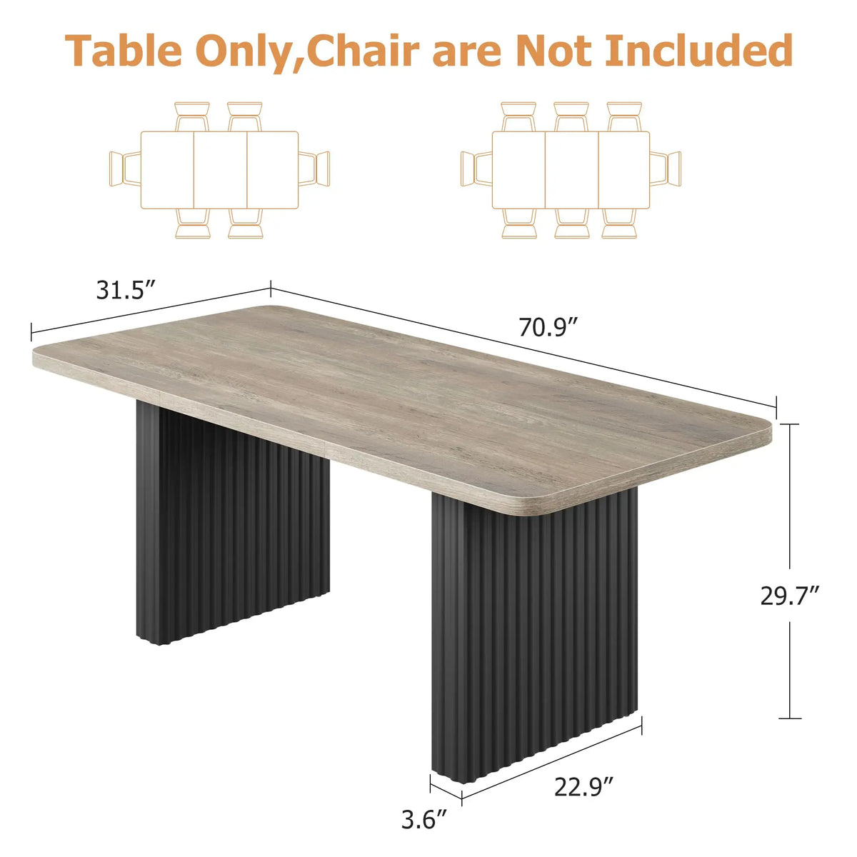 Farmhouse Dining Table for 6-8, 71"