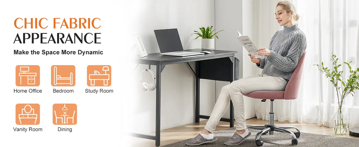 JHK Armless Vanity Swivel Desk Chair