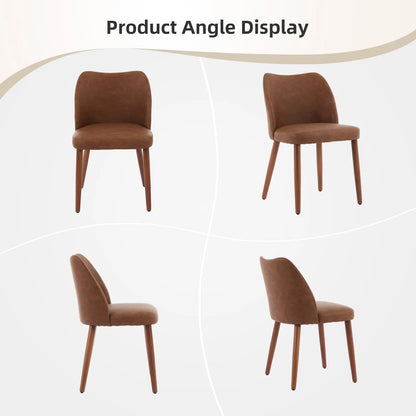 Dining Chairs Set of 2 – Linen Upholstered, Ergonomic Back & Rubberwood Legs