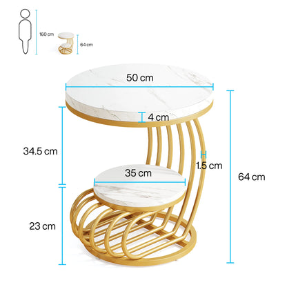 Tribesigns Round End Table, Faux Marble