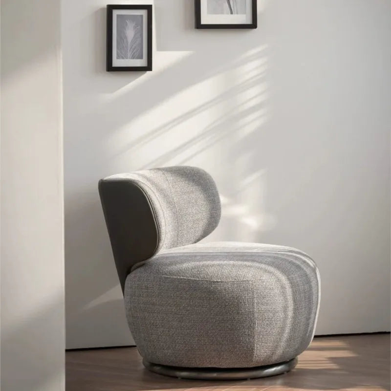 Single Swivel Accent Chair – Fabric, Cushioned, Wood Frame
