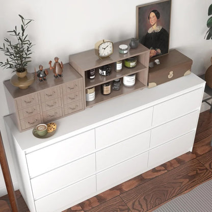 White 9-Drawer Long Dresser