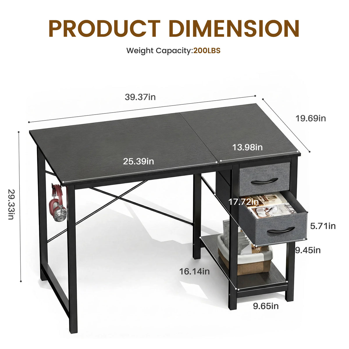 MCQ 40" Standing Desk with Drawers