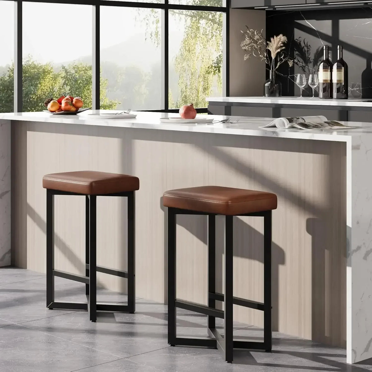 Garvee Backless Counter Height Bar Stools, Set of 2