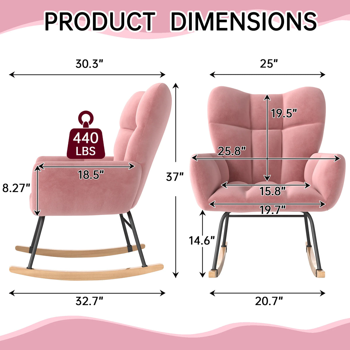 TUAREX High-Back Nursery Glider Rocker