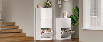 Slim Shoe Cabinet with Flip Drawers