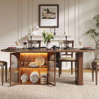 70" Oval Dining Table with LED & Storage