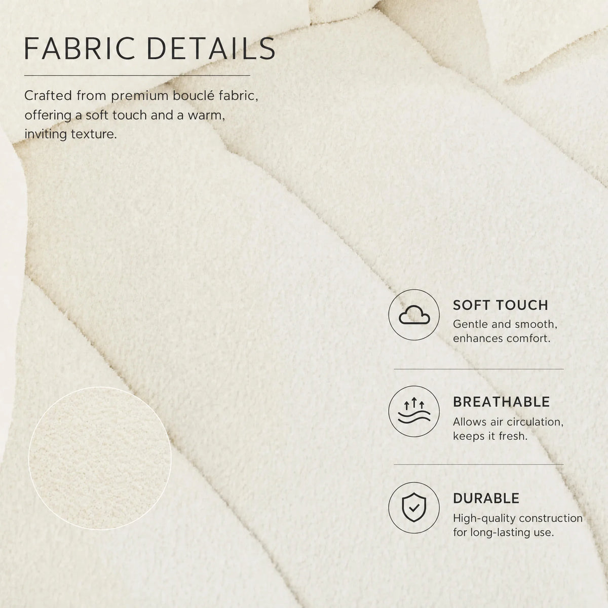 79.5in Teddy Fabric 3-Seater Sofa