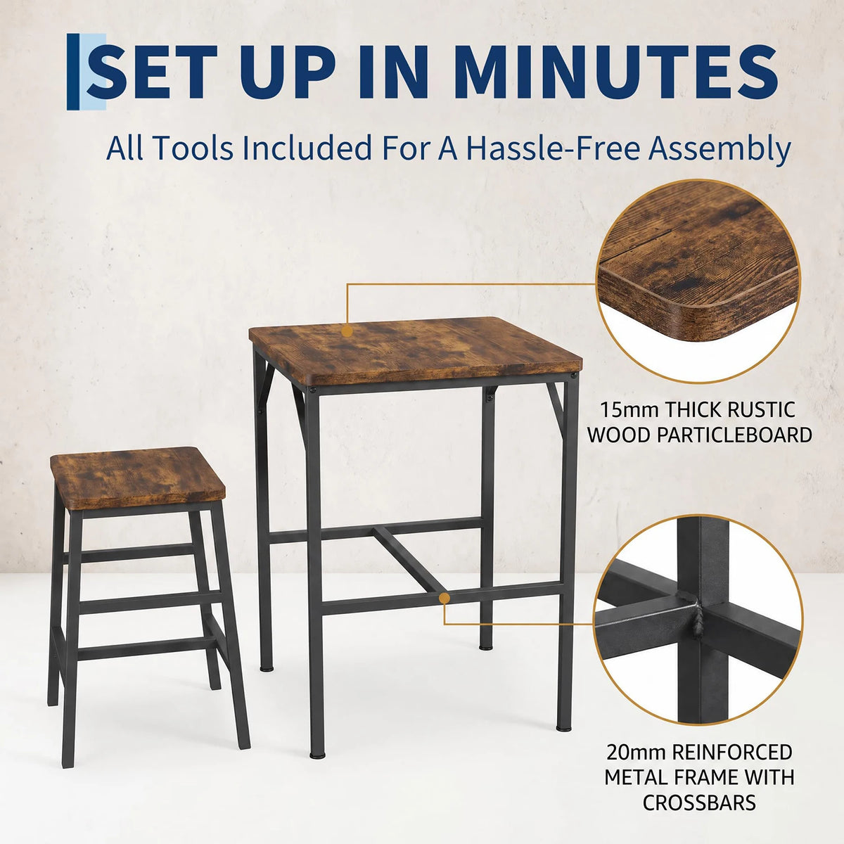 3-Piece Pub Height Table Set with Stools