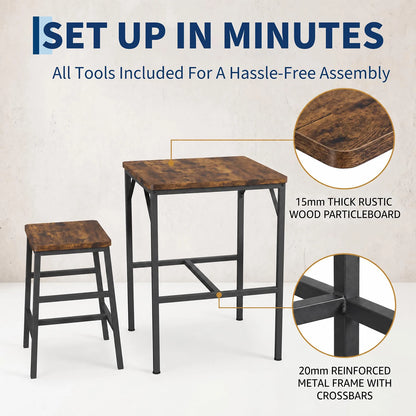 3-Piece Pub Height Table Set with Stools