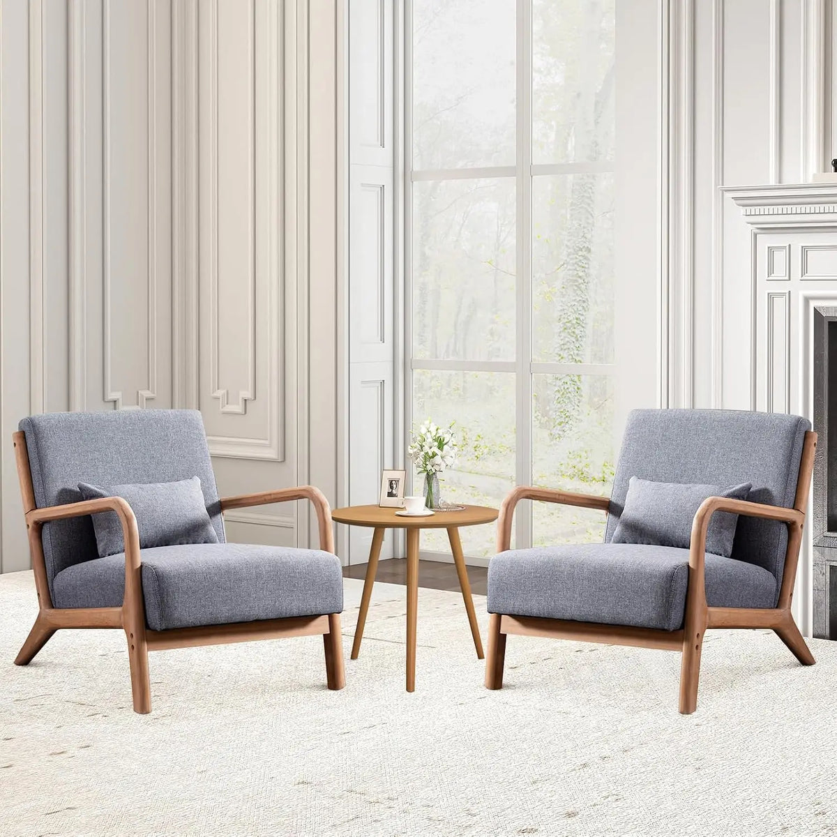 Mid-Century Accent Chair with Wood Frame