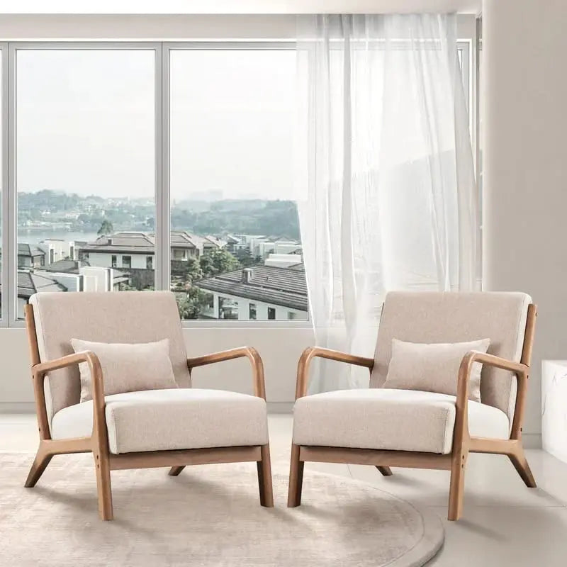Mid-Century Accent Chair with Wood Frame