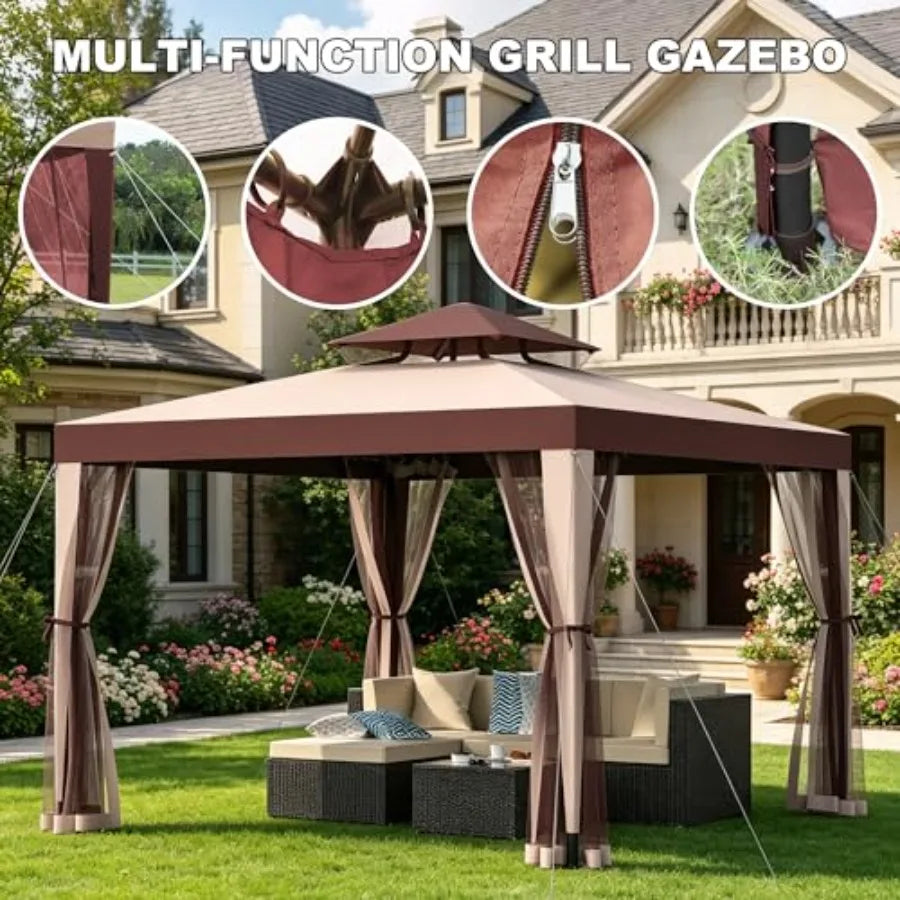 10x10 Patio Gazebo with Mosquito Netting