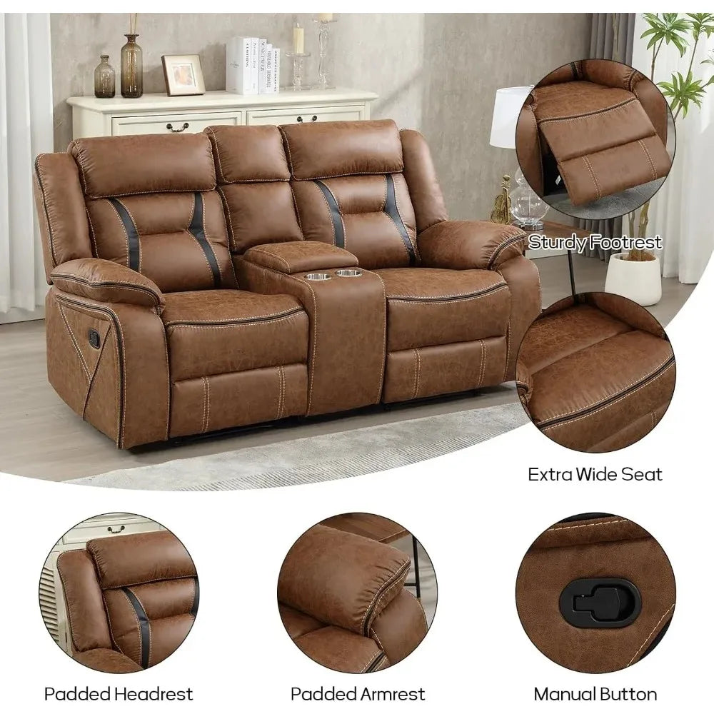 Faux Leather Reclining Loveseat, Brown
