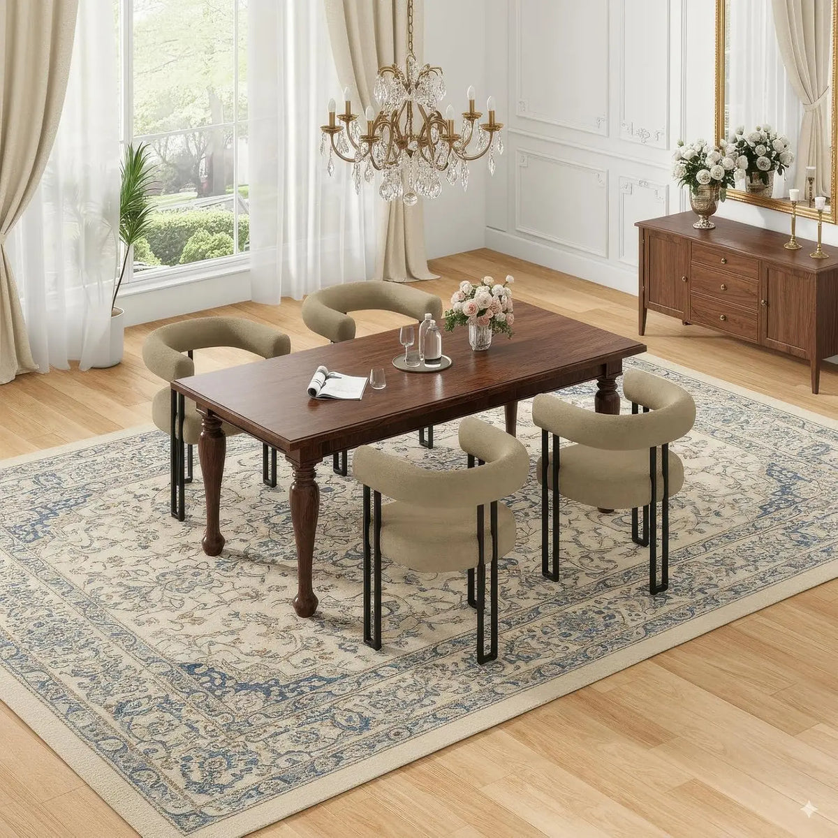 Farini Bouclé Dining Arm Chairs, Set of 2