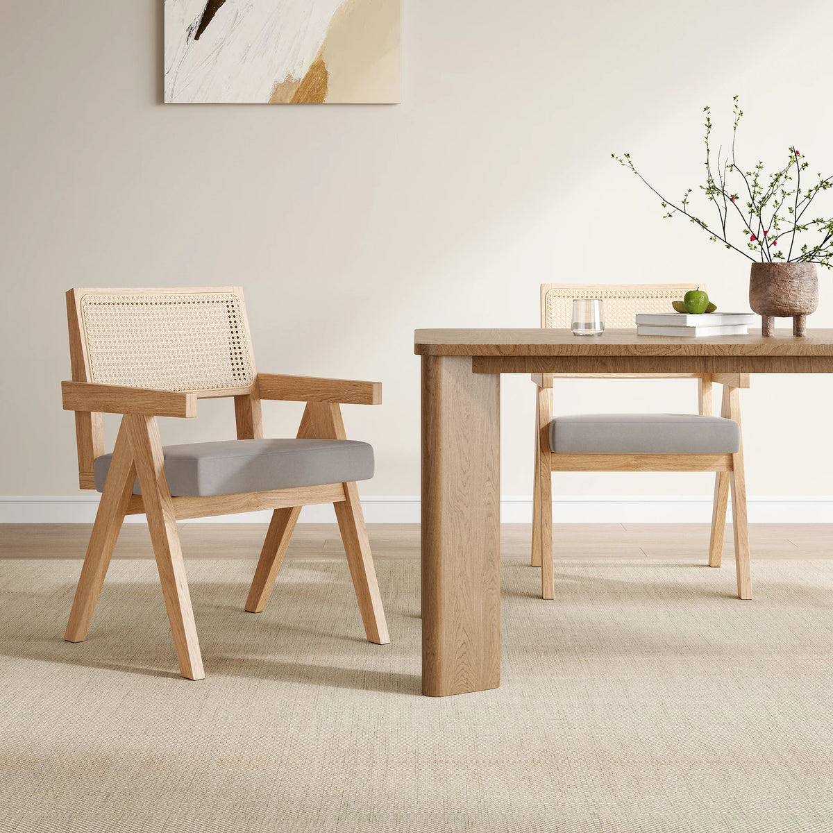 Mid-Century Rattan Dining Chairs, Set of 2