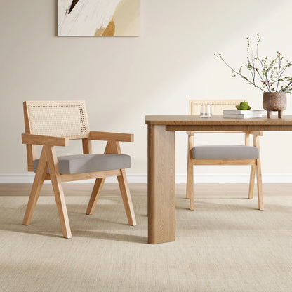 Mid-Century Rattan Dining Chairs, Set of 2