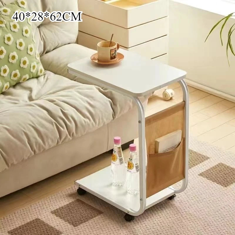 Mobile Coffee Side Table, Height Adjustable