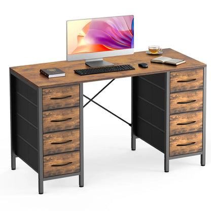 JHK 47" Computer Desk with 8 Drawers