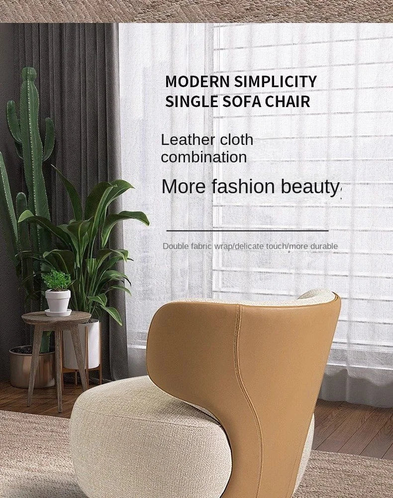 Single Swivel Accent Chair – Fabric, Cushioned, Wood Frame
