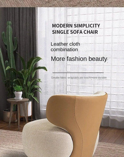 Single Swivel Accent Chair – Fabric, Cushioned, Wood Frame
