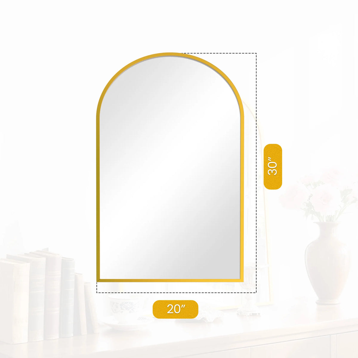Arched Metal Framed Wall Mirror