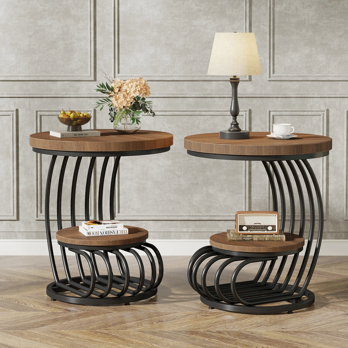 Tribesigns Round End Table, Faux Marble