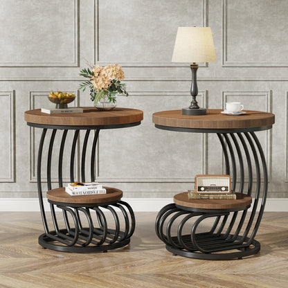 Tribesigns Round End Table, Faux Marble