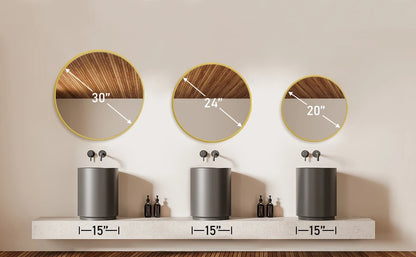JHK Round Metal Framed Wall Mirror