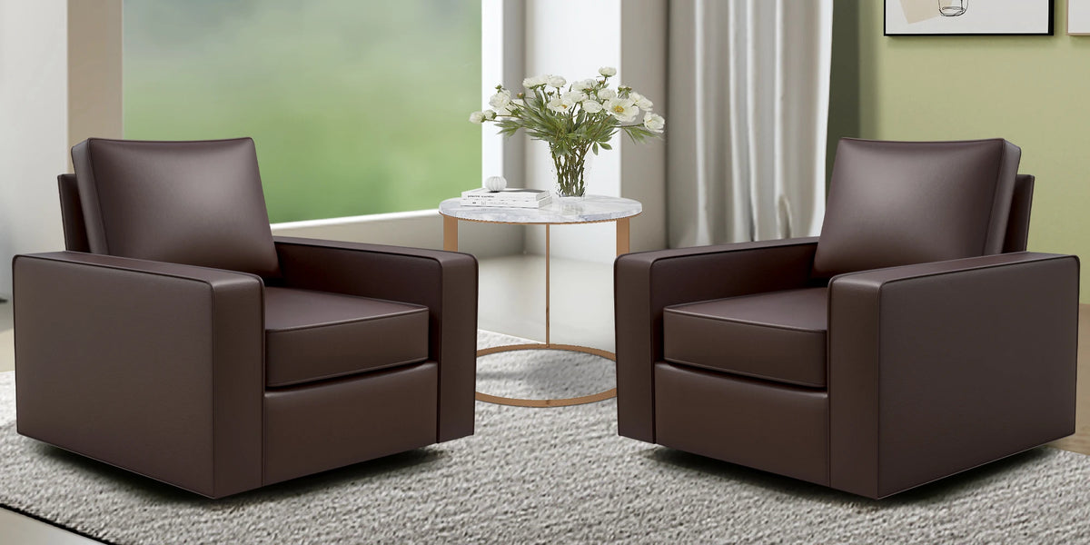 KERDOM 360° Swivel Accent Chair, PU Leather