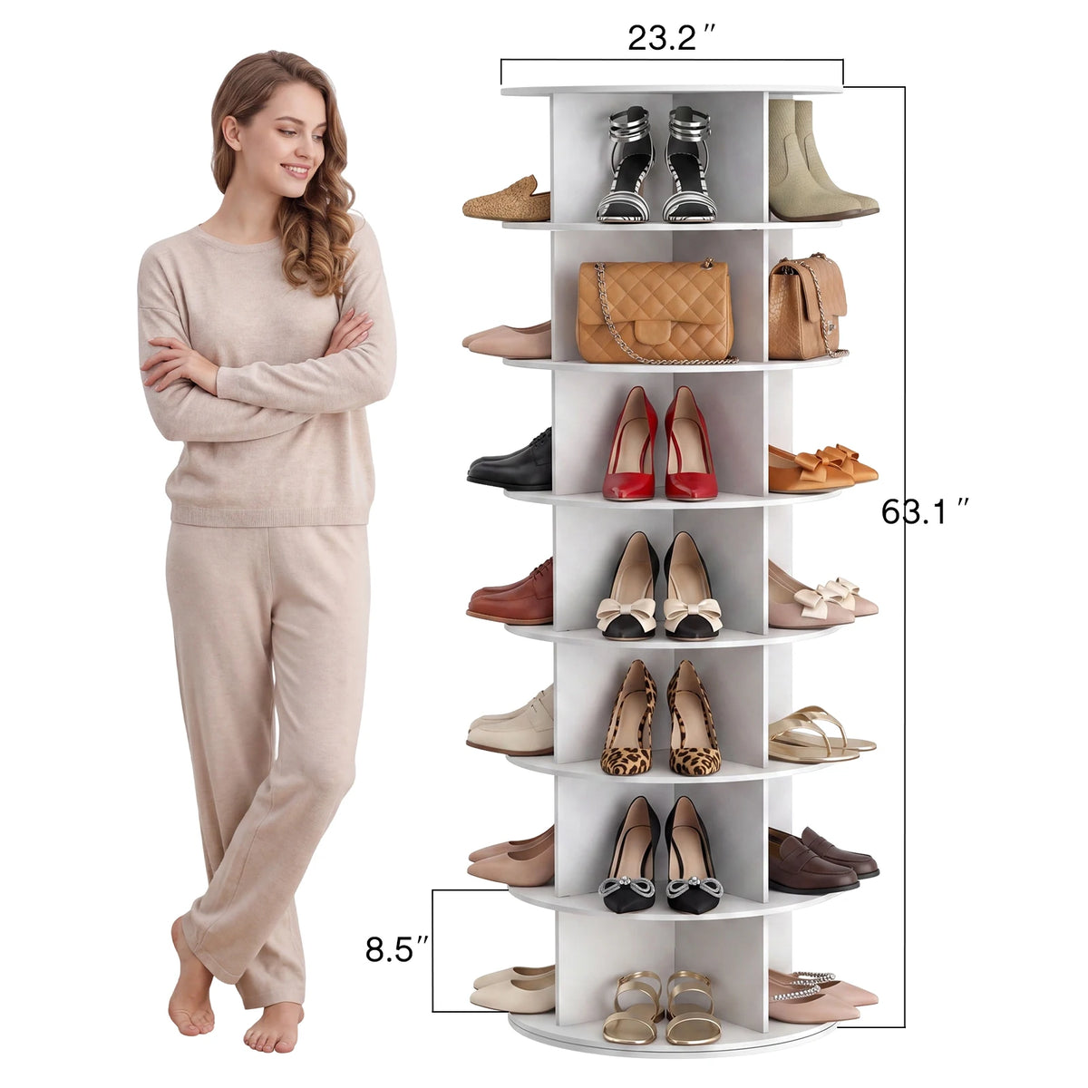 7-Tier Rotating Shoe Rack Tower