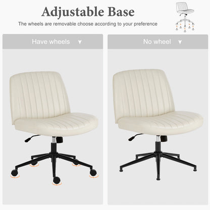 JHK Armless Swivel Office Chair, PU Leather