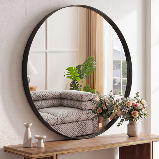 JHK Groove Round Wall Mirror