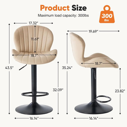 Swivel Fabric Bar Stools, Set of 4