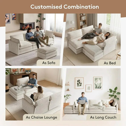 104in Corduroy L-Shaped Sectional Sofa
